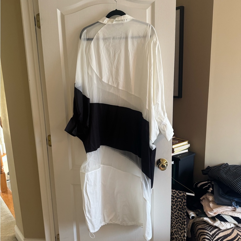 Chic Black and White Sheer Dress
